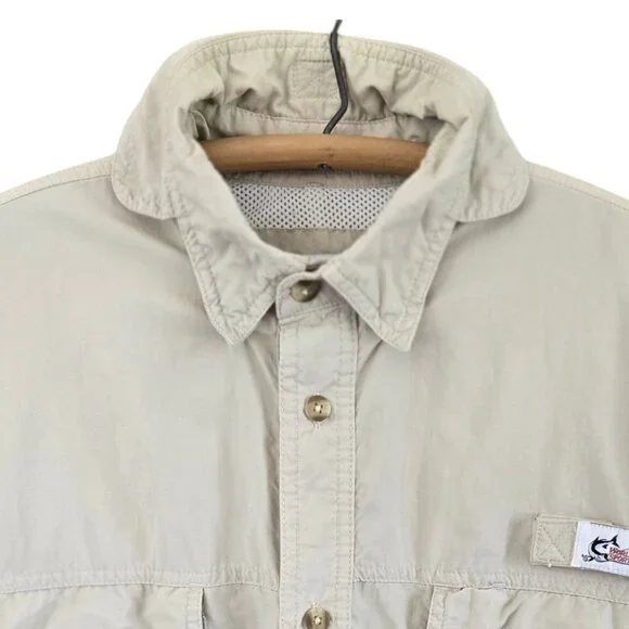 World Wide Sportsman Mens Vented Fishing Shirt Short Sleeve Shirt Beige Large - Picture 7 of 11